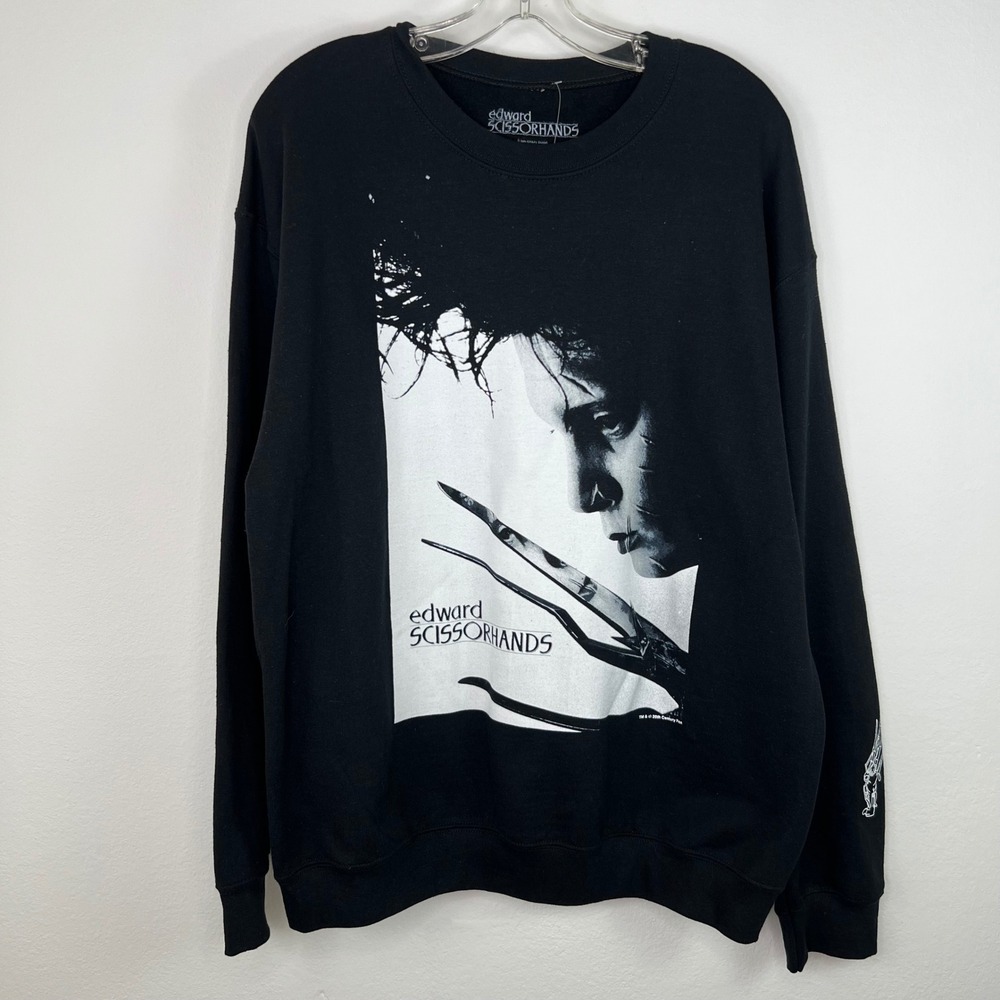 Edward Scissorhands Hot Topic Adult Sweatshirt Large NWT Black Crewneck